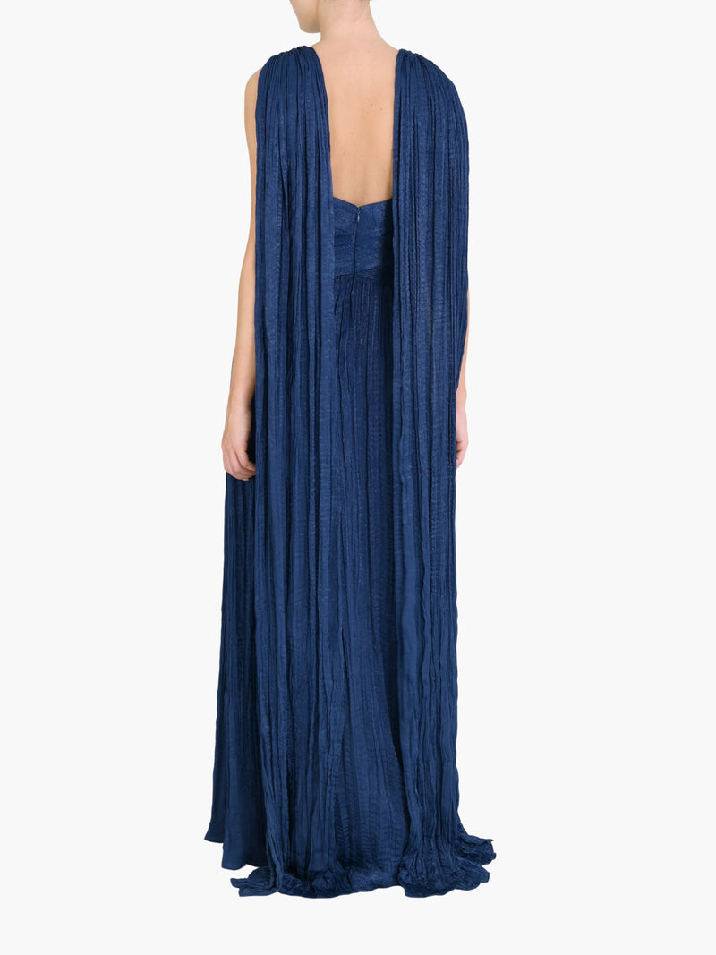 Criss-Cross Satin Streamer Gown