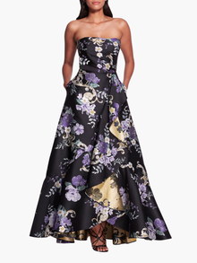 Strapless Floral Gown