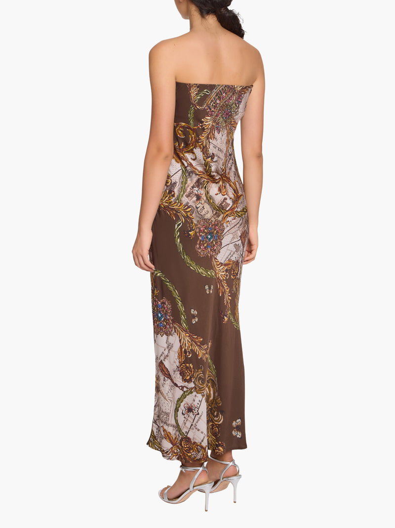 Jewel of Edinburgh Strapless Printed Midi Dress