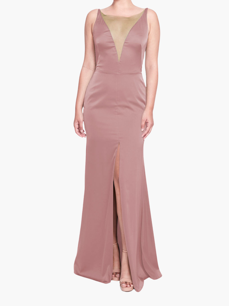 Emilia Charmuse Deep V Gown