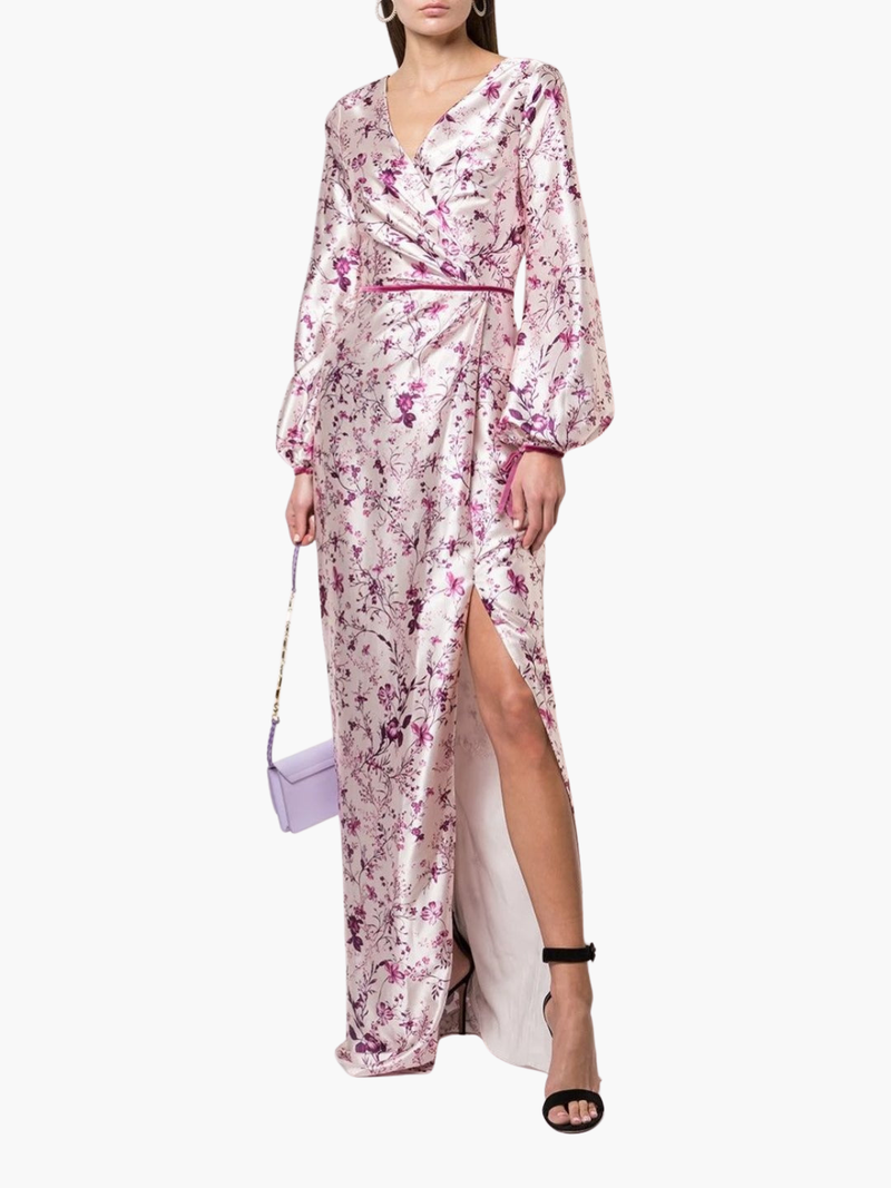 Bishop Sleeve Floral Print Charm Gown