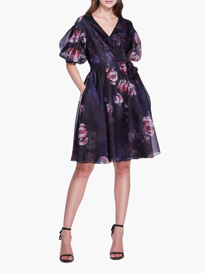 Soft Organza Wrap Mini Dress