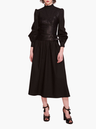 Faux Leather Poplin Corset Midi Dress