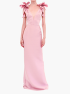 Draped Floral Mikado Gown