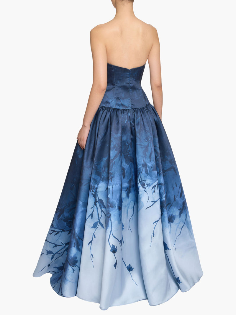 Floral Printed Mikado Gown