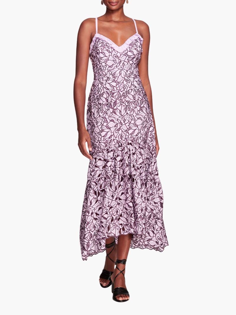Peony Laser Cut Fitted Maxi Dress