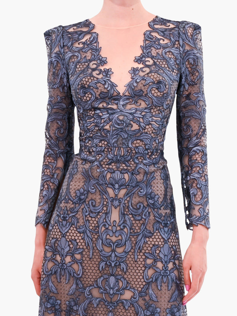 Nocturnes Long Sleeve Lace Gown