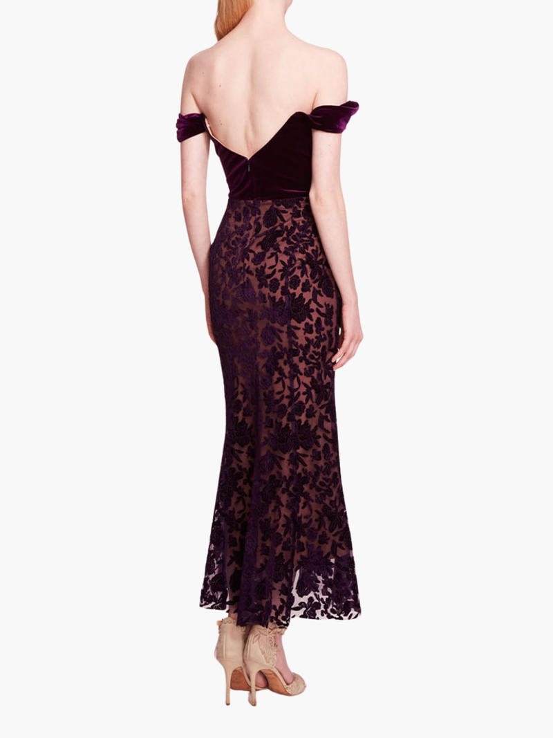 Velvet Cutwork Midi Dress