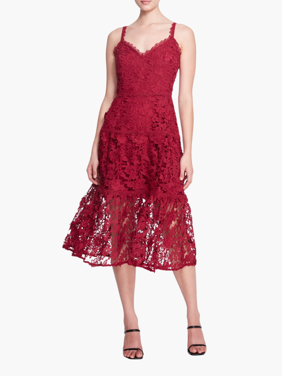 Sleeveless 3D Guipure Lace Midi Dress