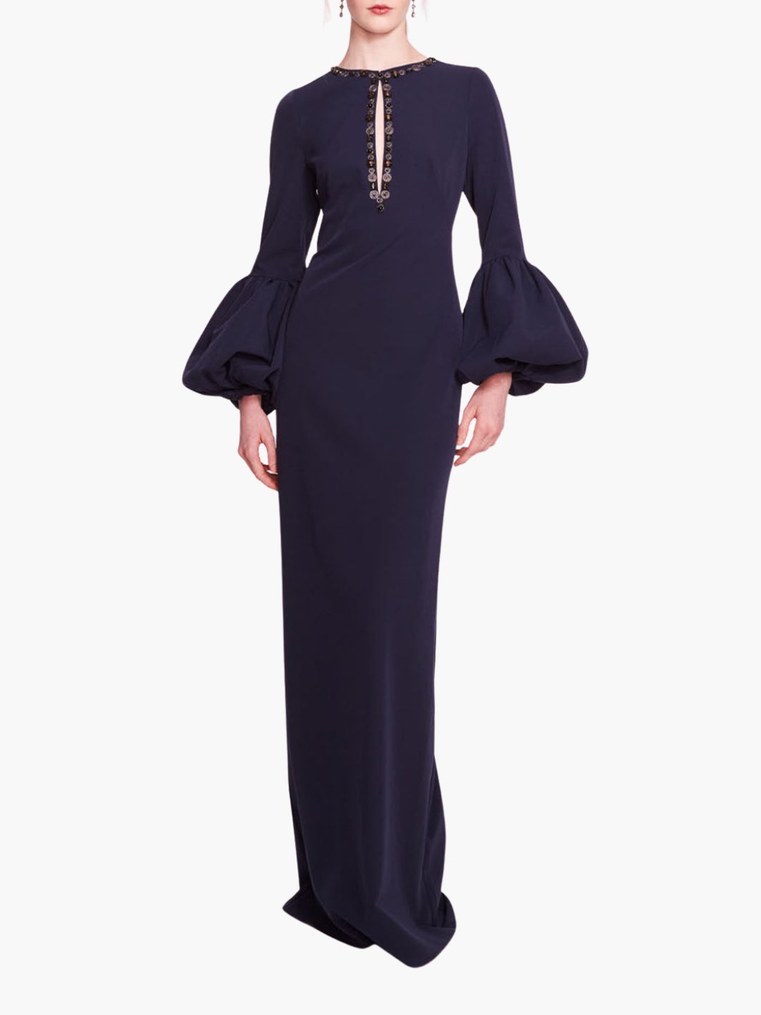 Puffed Sleeve Column Gown