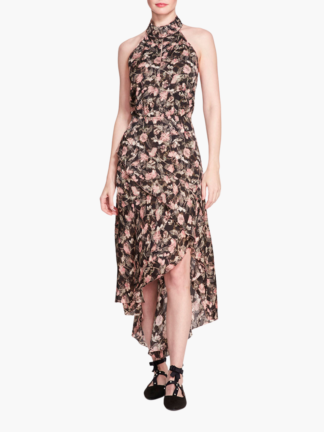 Magnolia Printed Viscose Halter Midi Dress