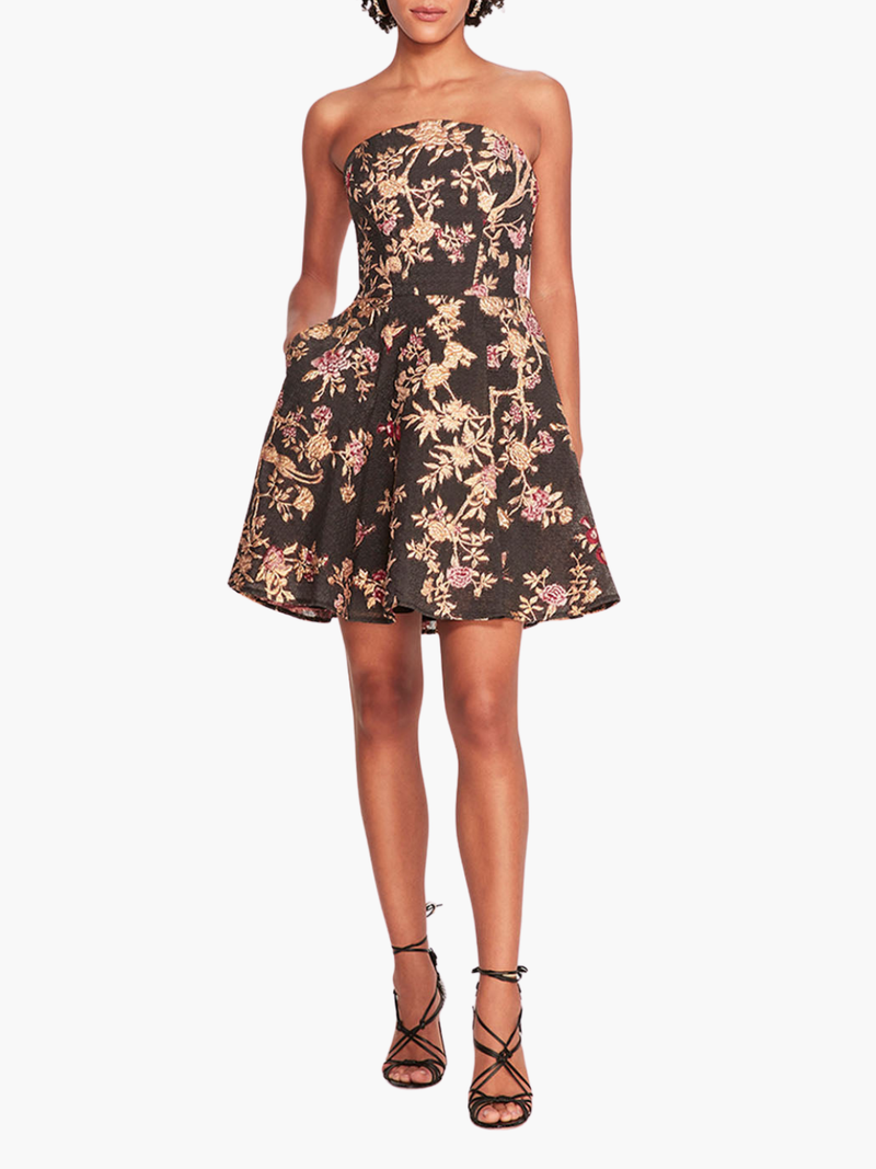 Strapless Gilded Mini Dress