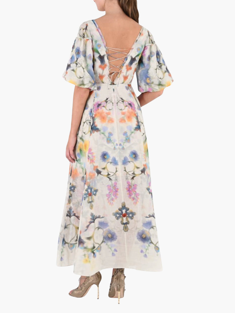 Ramie Puff Sleeve Maxi Dress