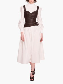 Faux Leather Poplin Corset Dress