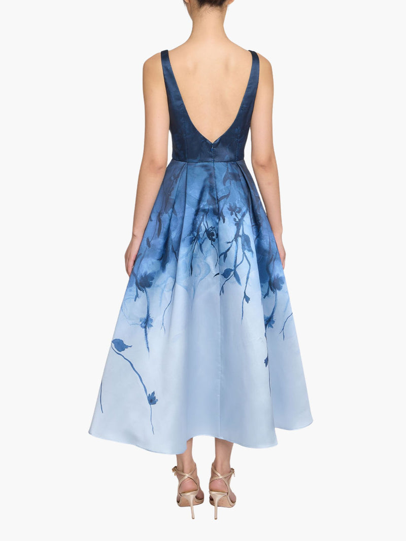 Floral Printed Mikado Midi Dress