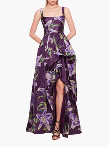 Square Neck Drape Ballgown