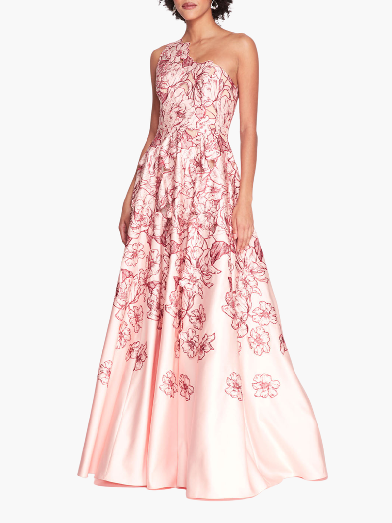 Satin One Shoulder Gown