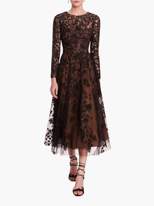 Long Sleeve Tulle Midi Dress