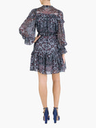 Braided Leopard Flounced Silk Chiffon Mini Dress