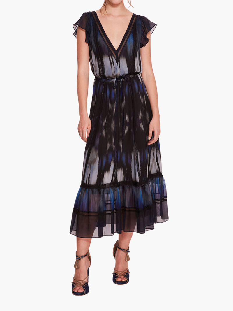 Abstract Viscose Midi Dress