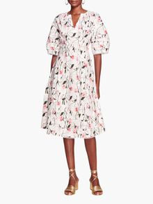 Vintage Aster Floral Print & Lace Midi