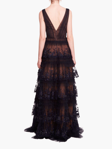 Tiered Terrarium V-Neck Gown