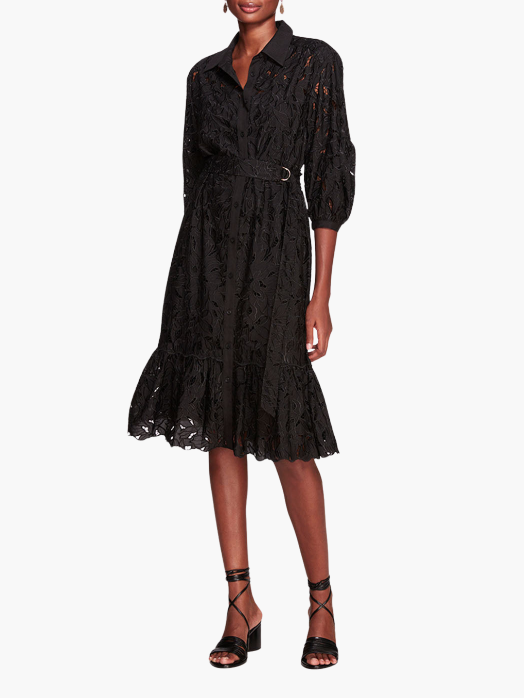 Viola Laser Cut Floral Midi Shirt Dress