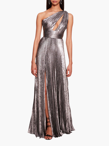 Metallic Lame Pleated Gown