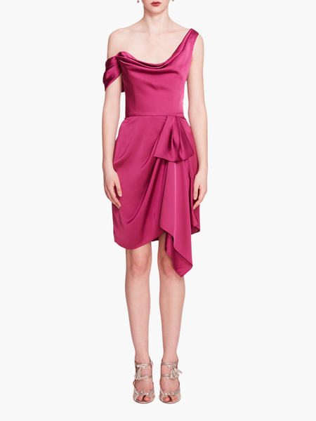 Asymmetrical Satin Mini Dress | Marchesa Asymmetrical Satin Mini Dress | Marchesa
