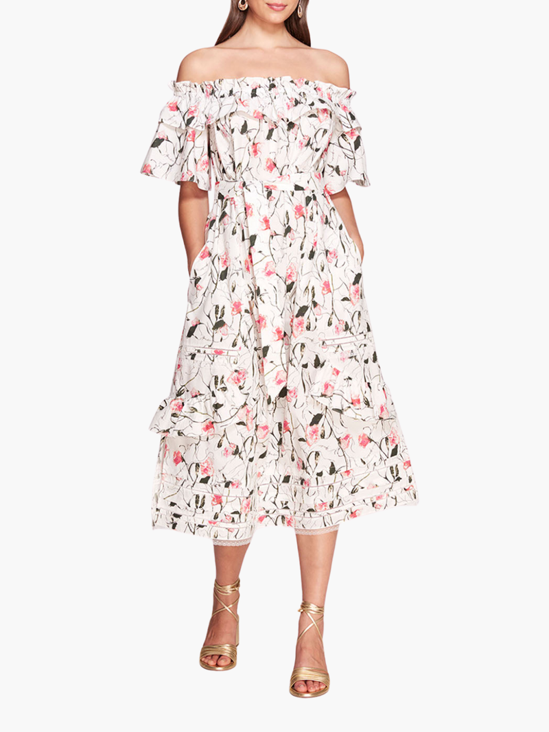 Rosie Rosie Off-Shoulder Floral Midi Dress