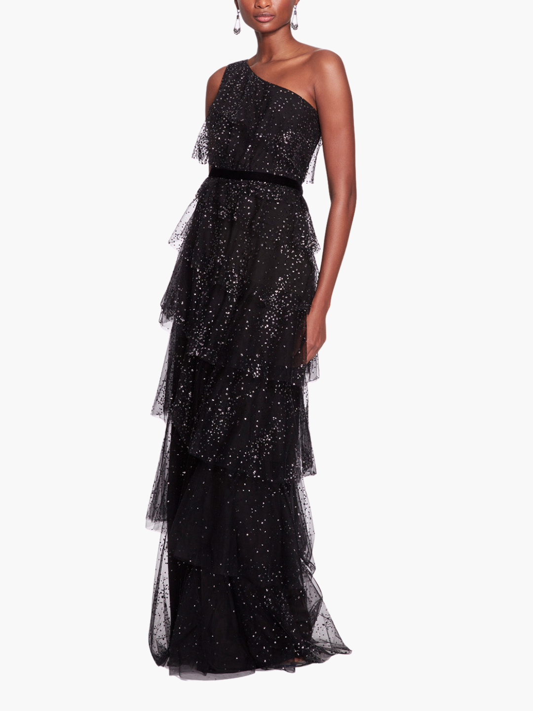 One-Shoulder Tiered Gown