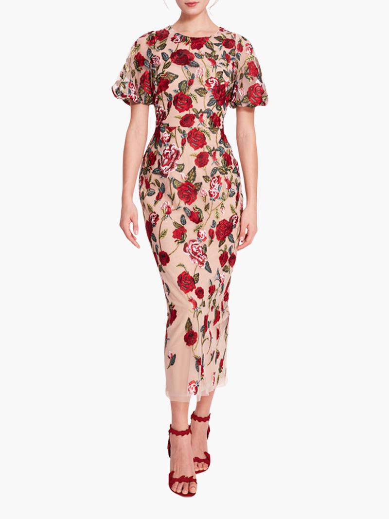 Roses Tulle Midi Dress