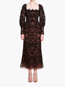 Long Sleeve Corded Midi Dress