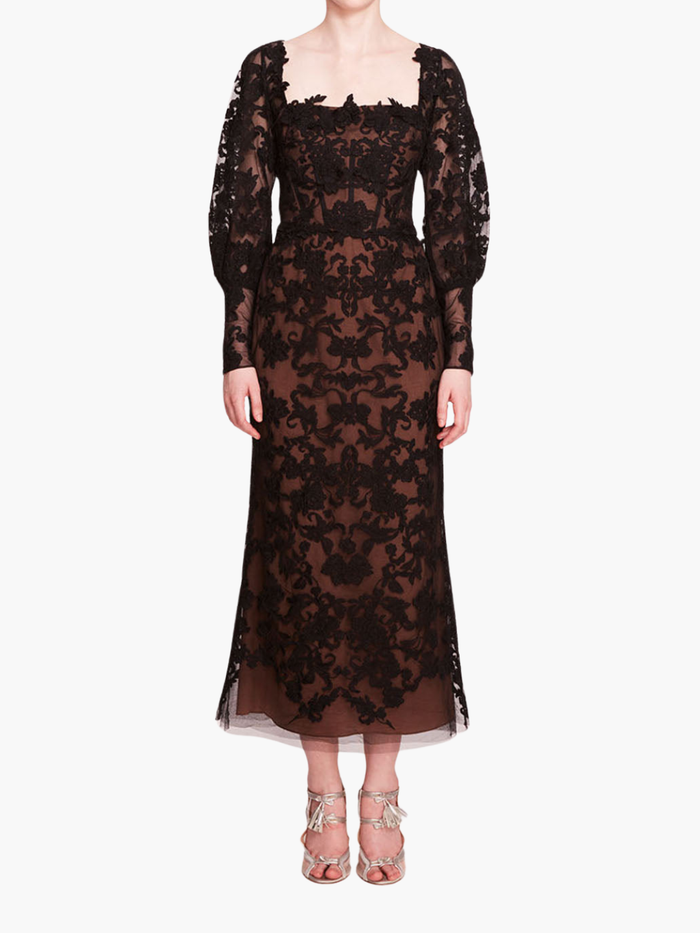 Long Sleeve Corded Midi Dress