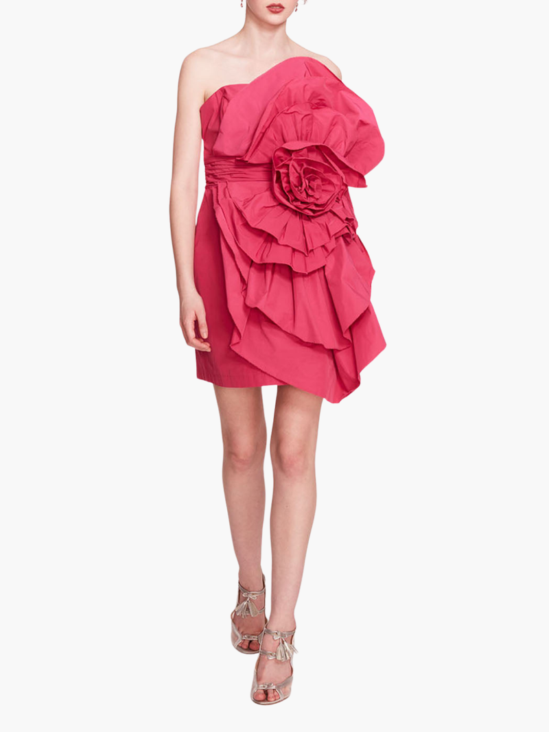 Rosette Taffeta Mini Dress