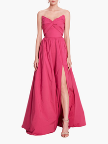 Pleated Taffeta Gown
