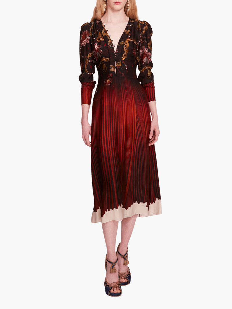 Viscose Georgette V-Neck Midi Dress