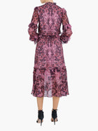 Braided Leopard Flounced Silk Chiffon Midi Dress