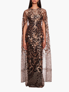 Sequin Lattice Cape Gown