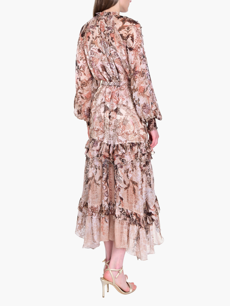 Reverie Belted Ruffle Midi Dress