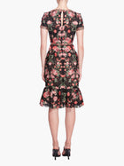 Embroidered Guipure V-neck Midi Cocktail Dress