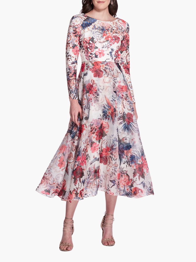Back Keyhole Tea Length Midi Dress