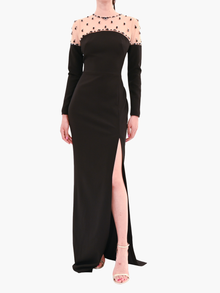 Illusion Crepe Gown