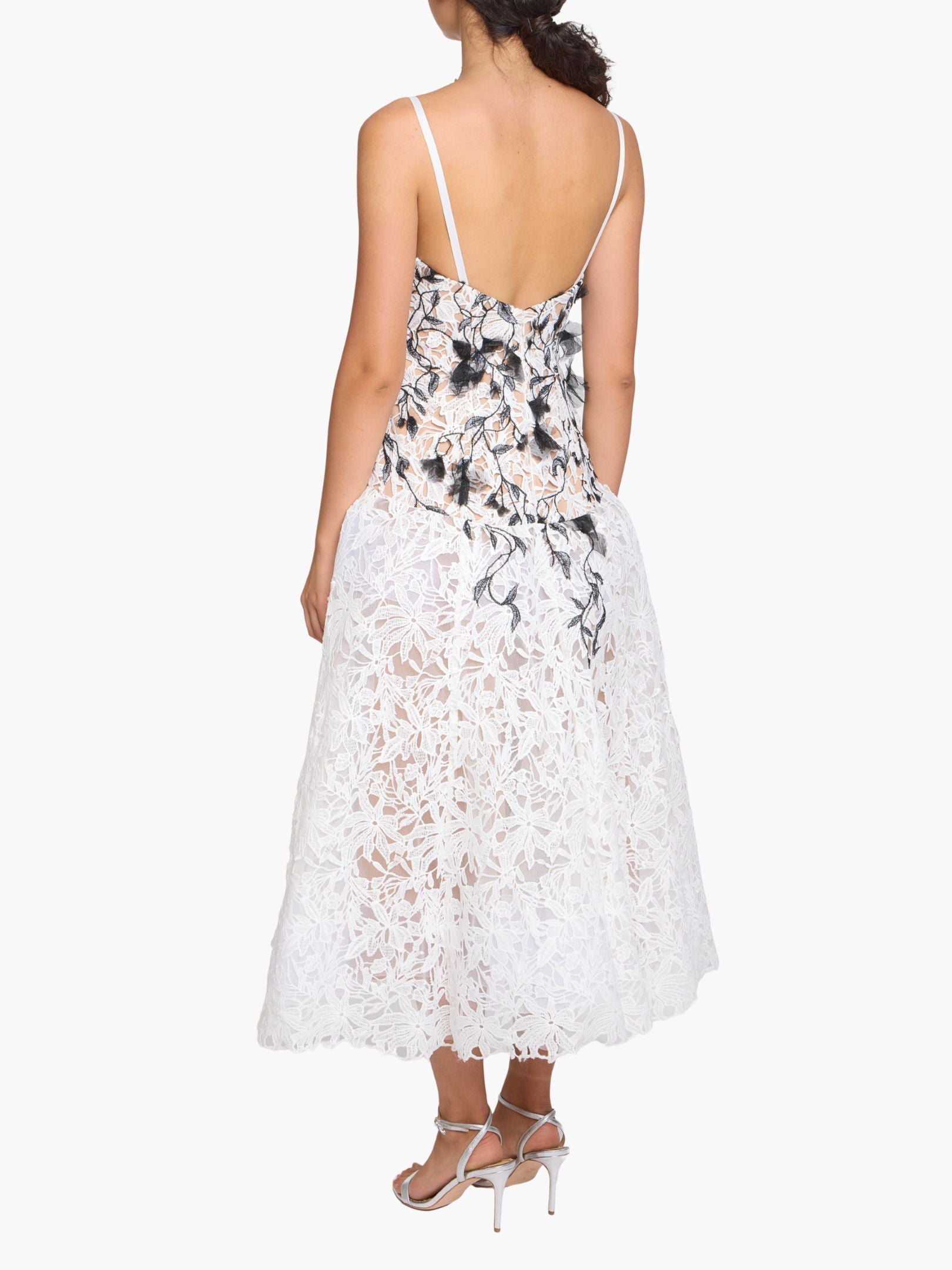 Vivarium Vines Lace Guipure A-line Midi Dress | Marchesa Vivarium Vines Lace Guipure A-line Midi Dress | Marchesa
