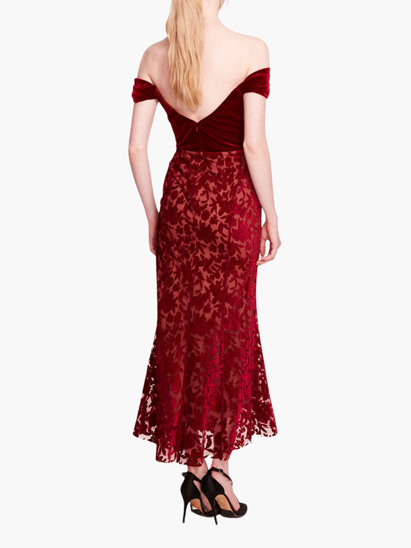 Velvet Cutwork Midi Dress