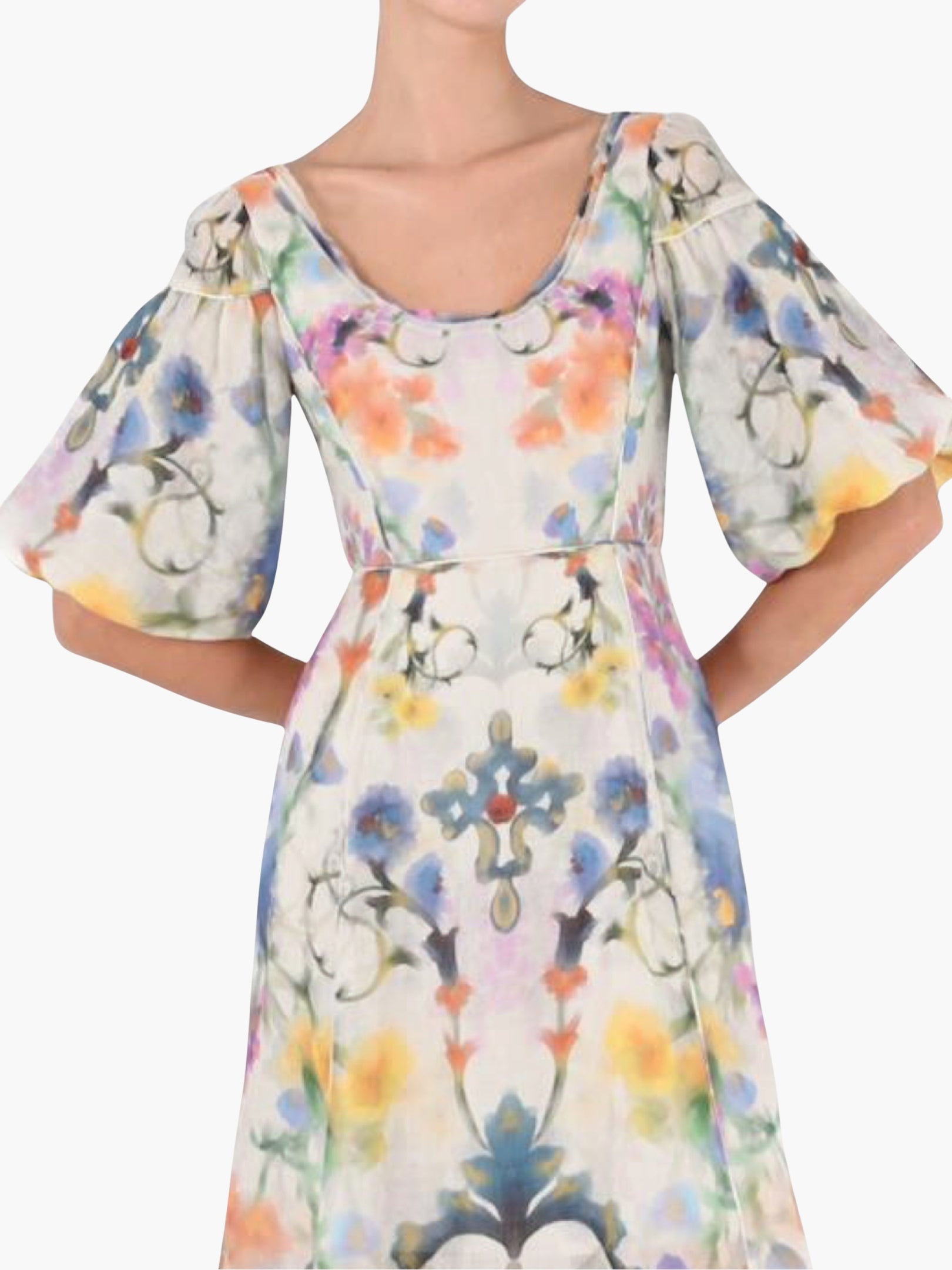 Ramie Puff Sleeve Maxi Dress