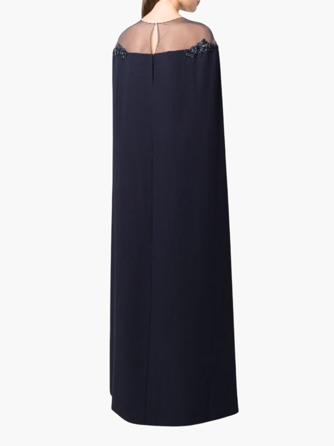 Illusion Neck Crepe Gown