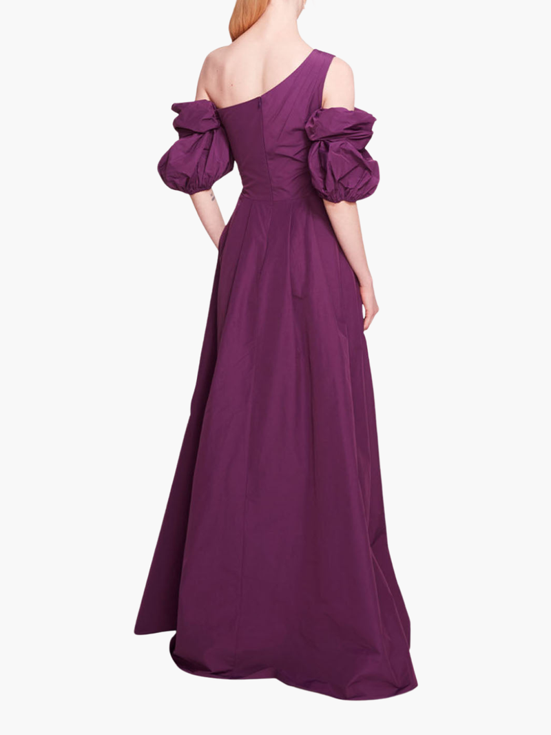Bubble Sleeve Taffeta Gown