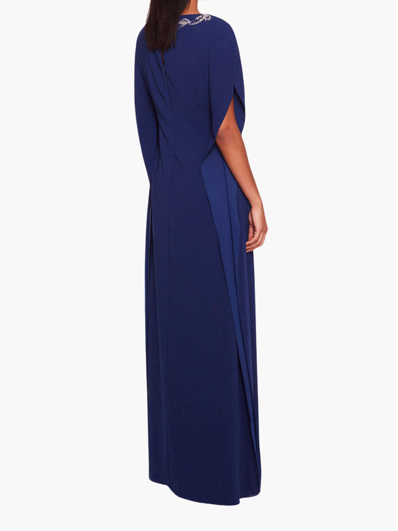 Embroidered Crepe Kaftan Gown