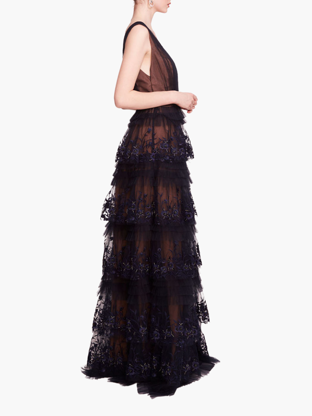 Tiered Terrarium V-Neck Gown